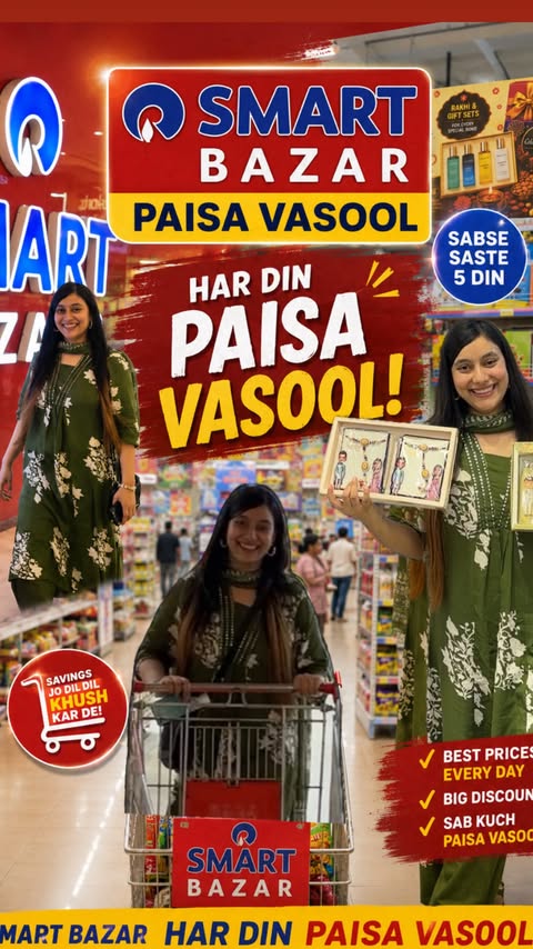 Instagram post by @___mirza_art___ for SMART Bazaar. Caption reads: The Smart Bazaar Full Paisa Vasool Sale is here!....
