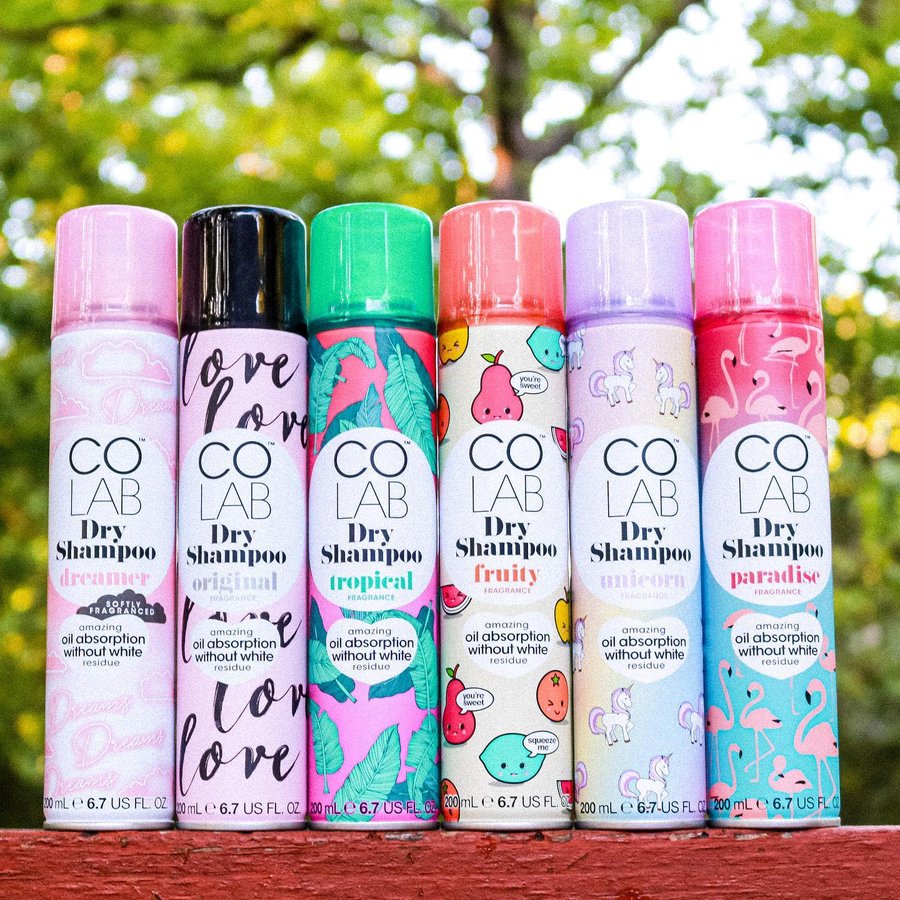 Instagram post by @cotytolly for COLAB Dry Shampoo. Caption reads: [...] great for quarantine. 😉 💗💗💗....