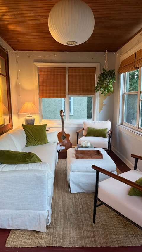 Instagram post by @geeviesplace for At Home. Caption reads: Sunroom transformation!! 🌞 #AtHomePartner I've....