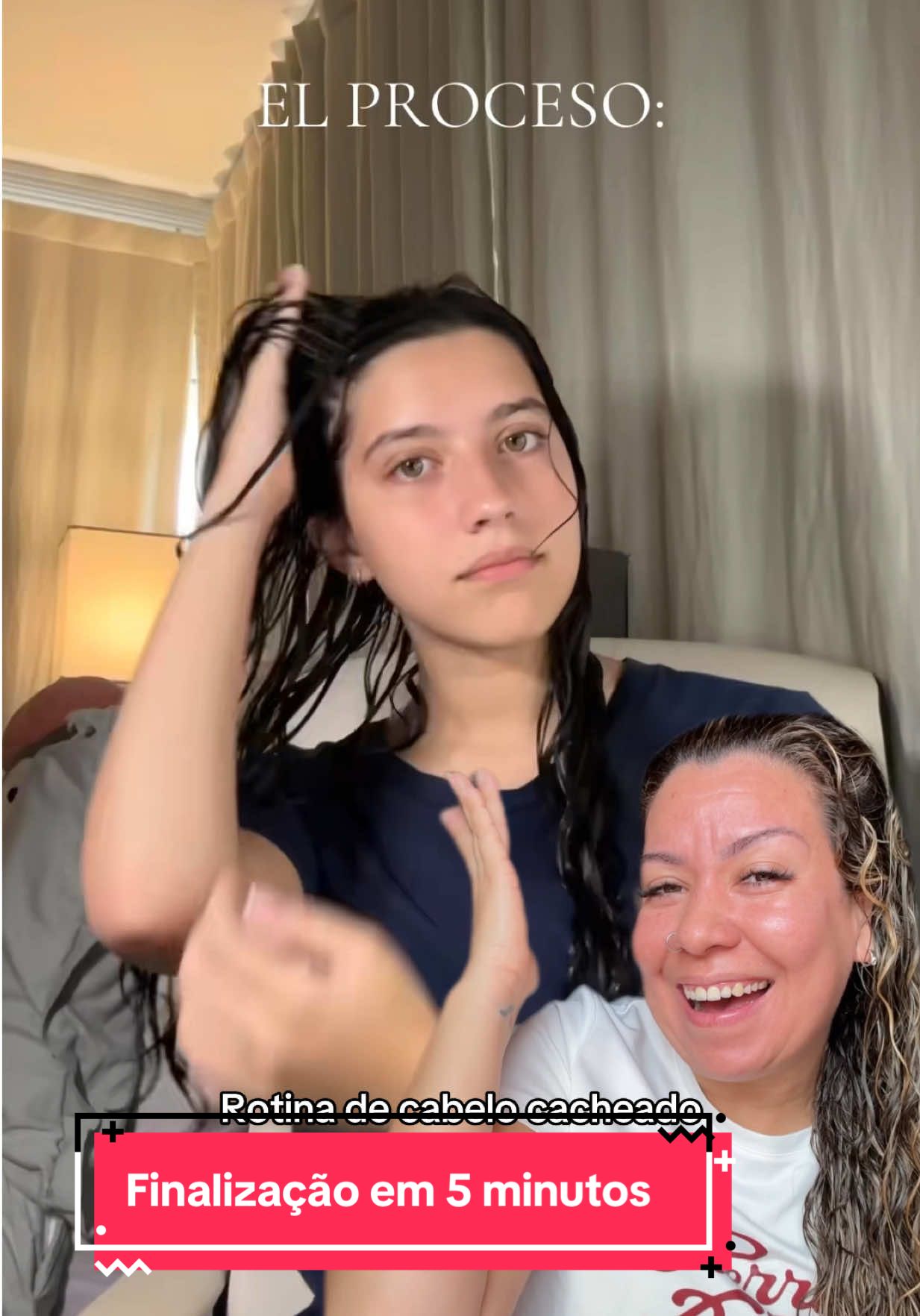 TikTok post by @jehrodriguesmakeup for Salon Line. Caption reads: Finalização em 5 minutos  Curly hair routine  - -....