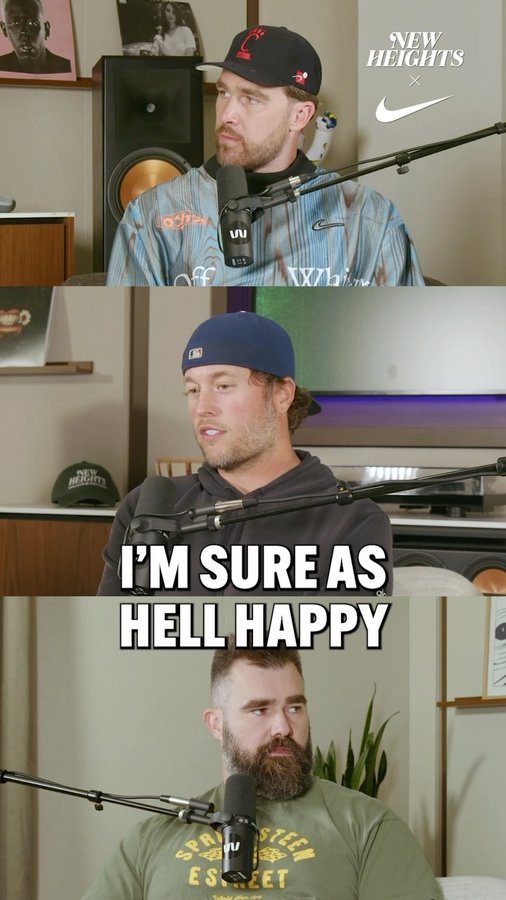 Instagram post by @newheightshow for Wondery. Caption reads: Matthew Stafford gave us the inside scoop on his....