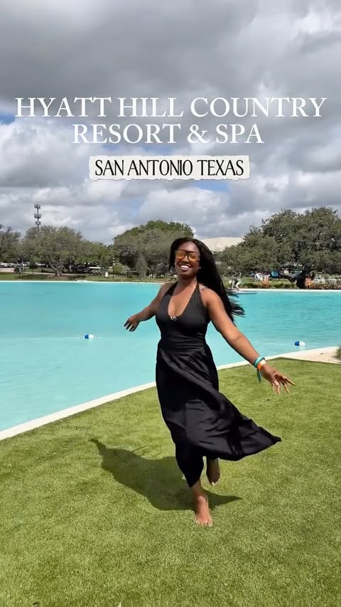 Instagram post by @thevampire for Hyatt Regency. Caption reads: Am I in San Antonio Texas?!! @hyatthillcountry....