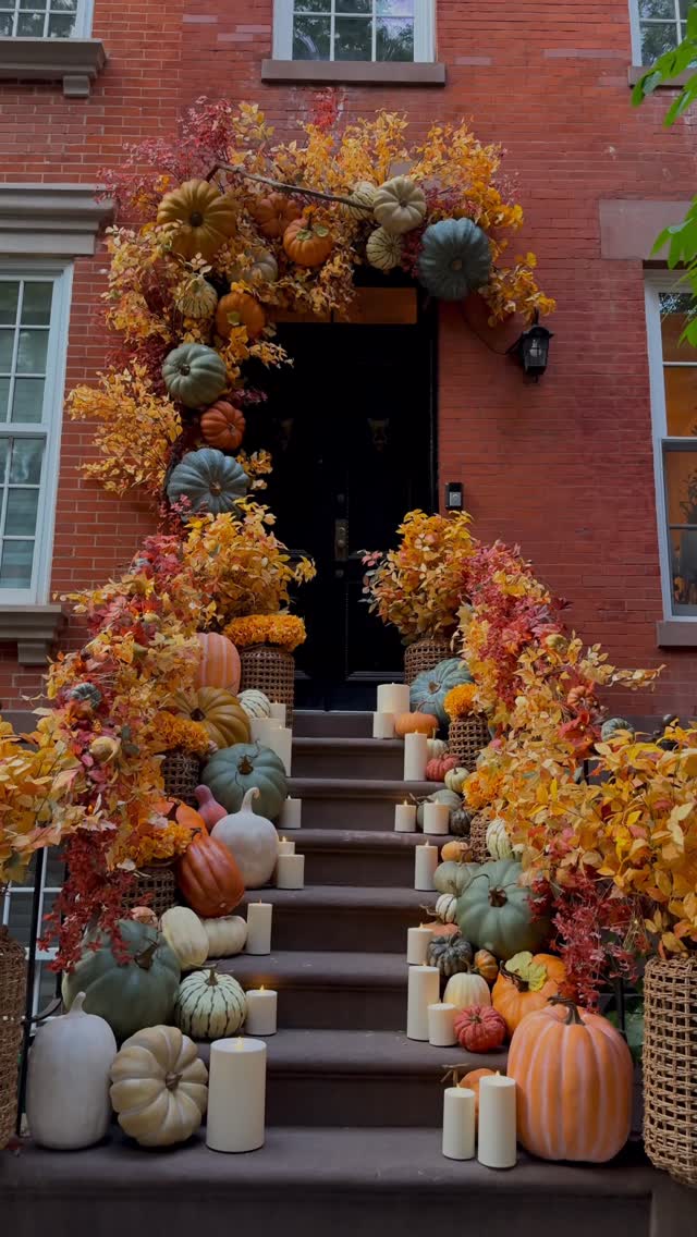 Instagram post by @khemric for Pottery Barn. Caption reads: The Stoop got the Fall Memo 📝🍁🍂

The perfect....