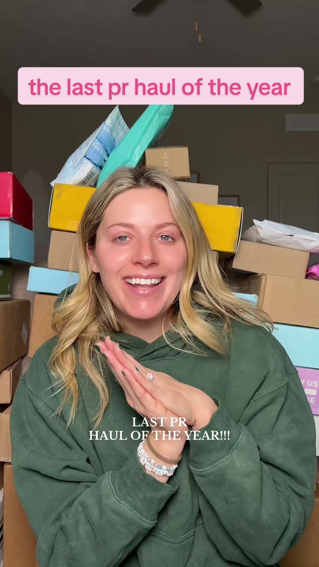 TikTok post by @skincarewithshelbs for Alani Nu. Caption reads: last big pr haul of the year!!!  super special....