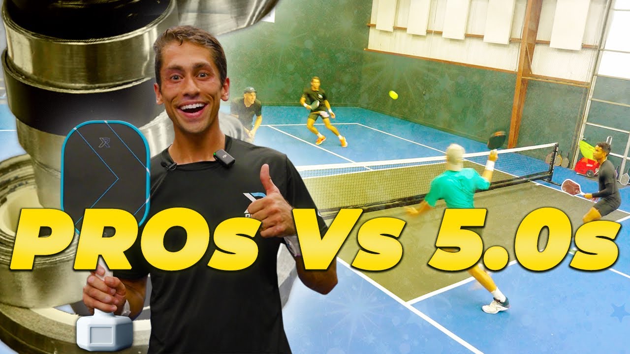 YouTube post by @ZaneNavratilPickleball for UPTIME Energy. Caption reads: PROS Use CRAZY Heavy Paddles Vs 5.0s..