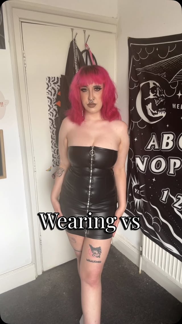 Instagram post by @c0ffinbunnii for Demonia Shoes. Caption reads: Wearing vs styling. Let me know what you think of....