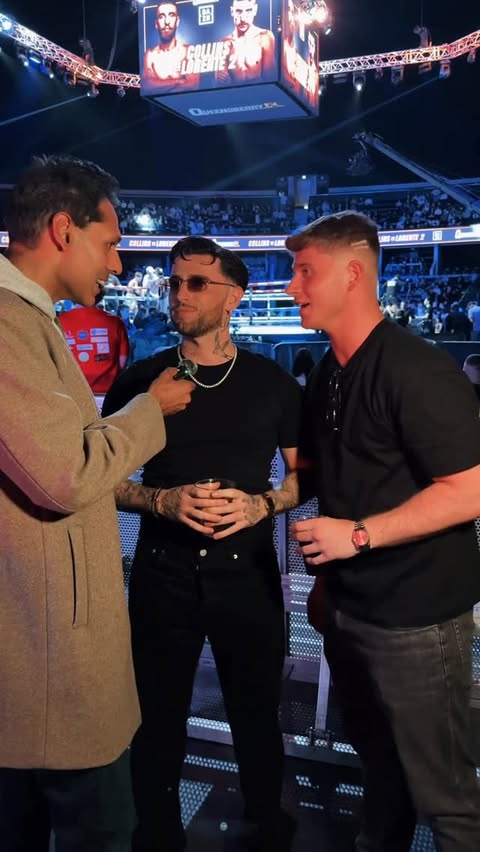 Instagram post by @cazmilligan for DAZN Boxing. Caption reads: Thank you @daznboxing for having me🥊 W night with....