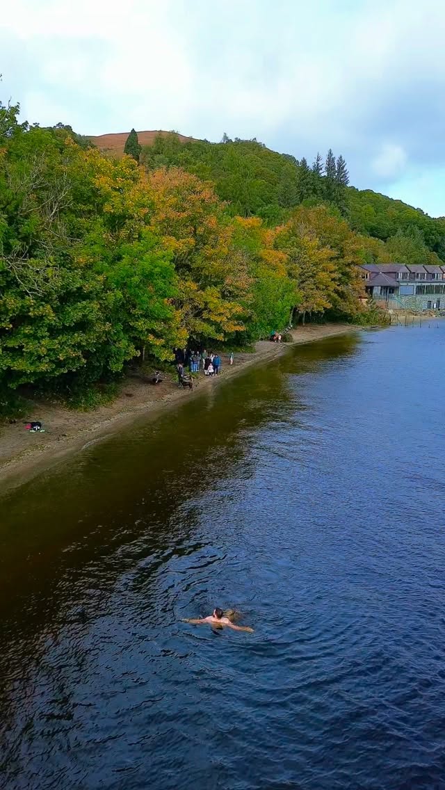 Instagram post by @alex.glasgow for dryrobe. Caption reads: A chilly autumn dip on Loch Lomond with @Dryrobe....