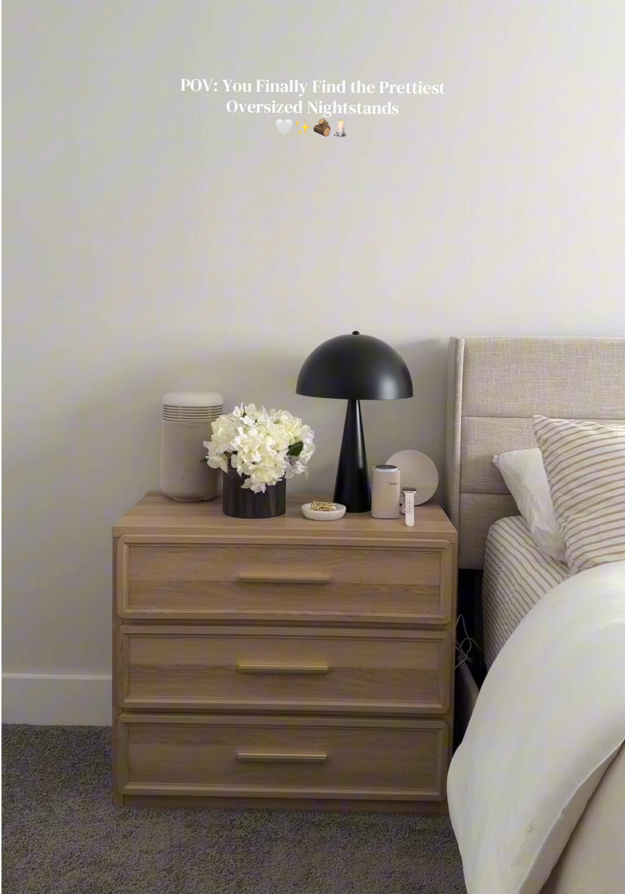 TikTok post by @raimym1 for SICOTAS. Caption reads: [...] Oversized Nightstands of My Dreams ✨🥹....