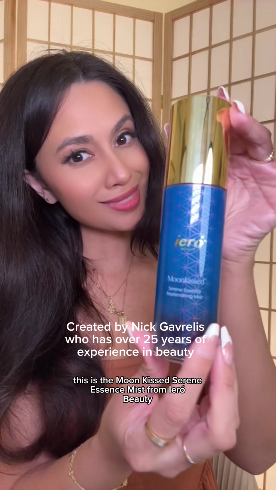 TikTok post by @mischa.renee for Iero Beauty. Caption reads: [...] moment of calm @ieró Beauty 🫶🏻 #ierobeauty....