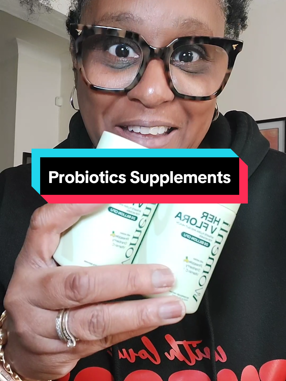 TikTok post by @majestyandgracegifts for Womenli Supplements. Caption reads: @Womenli Supplements Prebiotics and Probiotics....
