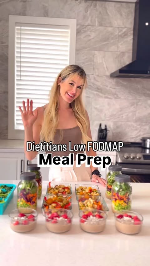 Instagram post by @nicoleosinga_rd for BioGaia. Caption reads: [...] For: Dietitian’s Low FODMAP Meal Prep....