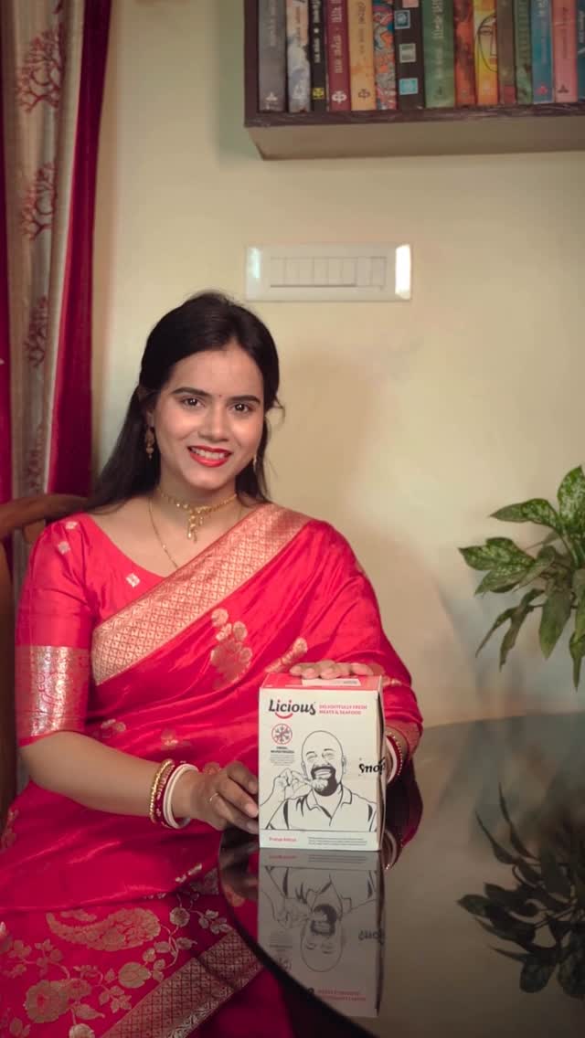 Instagram post by @saynearju for Licious. Caption reads: Family ke sath Pujo Adda with my special Katla....