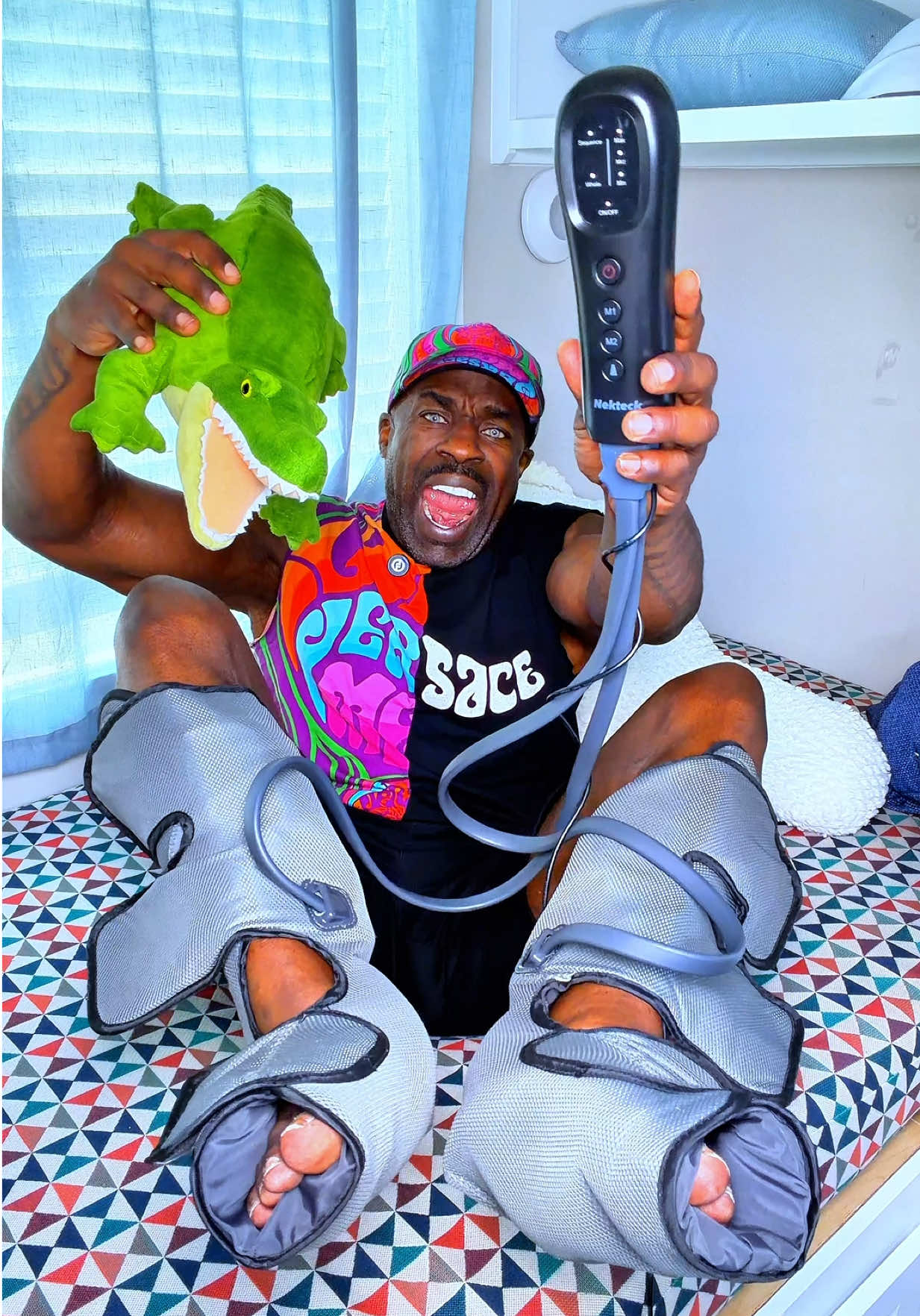 TikTok post by @realkalimuscle for Nekteck. Caption reads: [...] SWELLING ✅BETTER CIRCULATION ✅RECOVERY....