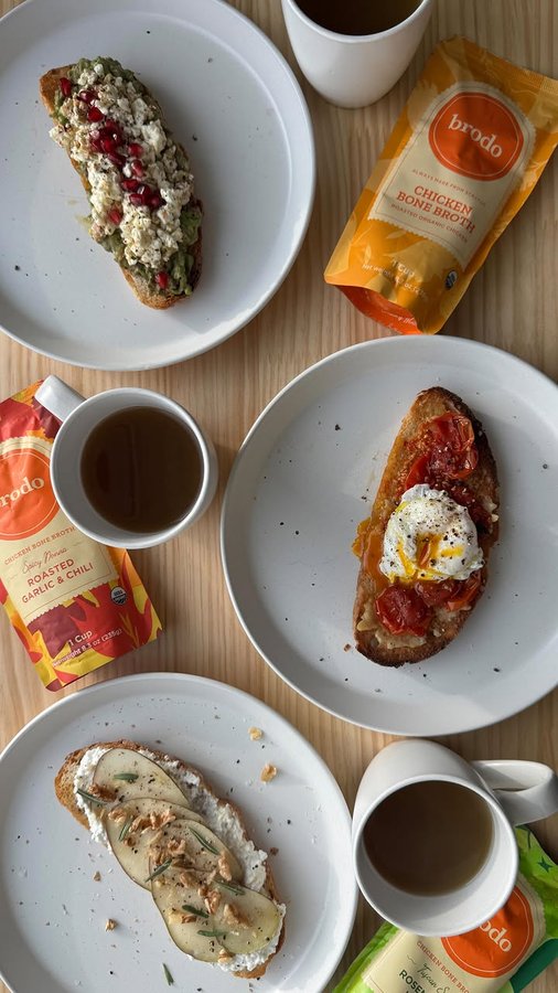 Instagram post by @toastedtable for Brodo. Caption reads: No more bland breakfasts 👏 which is why I love....