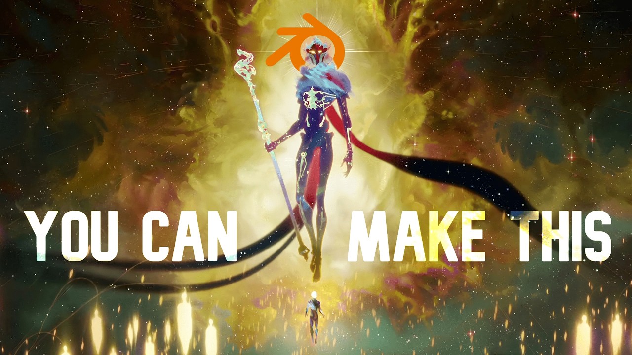 YouTube post by @SunnyIsOnline for ArtStation. Caption reads: The Arcane Workflow (in Blender).