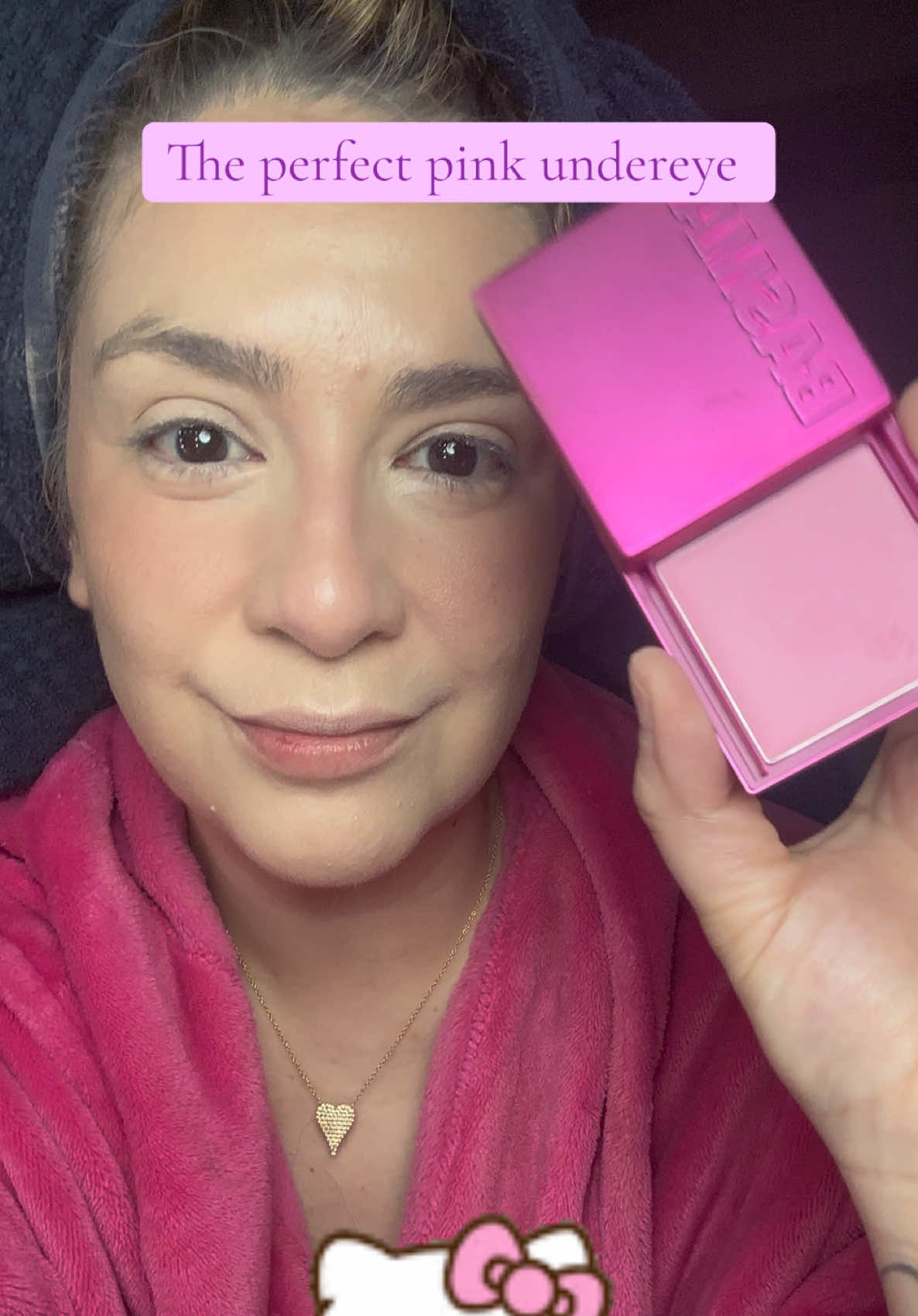 TikTok post by @thewakeuptomakeup for BASMA Beauty. Caption reads: #pinkundereyetrend #pink #blushhack @BASMA Beauty.