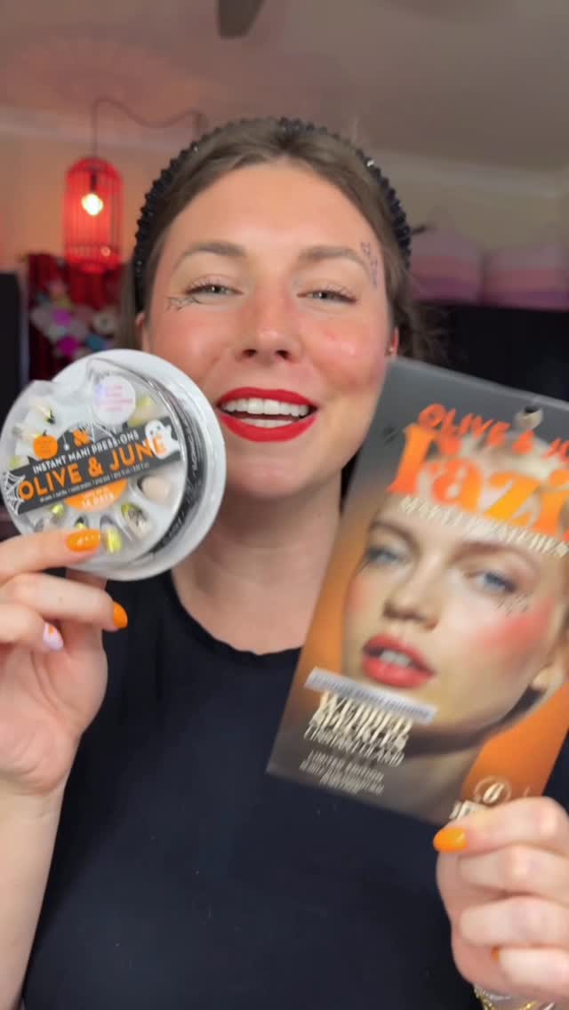 Instagram post by @reagan.baylee for Olive & June. Caption reads: LOOK FAMILIAR?! 😏 #ad I’m using @fazitbeauty and....