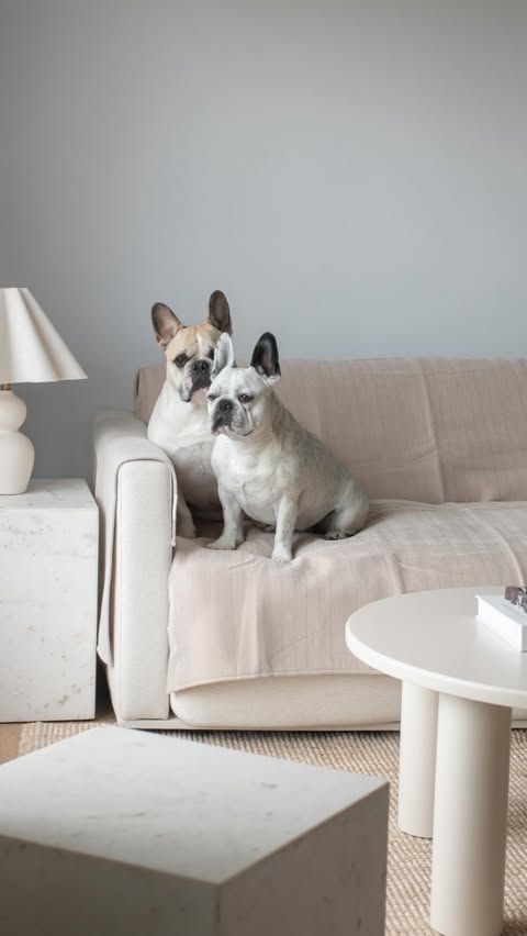 Instagram post by @itsbrookemcleod for Nolan Interior. Caption reads: Keeping it aesthetic, even with pets 🤍

This has....