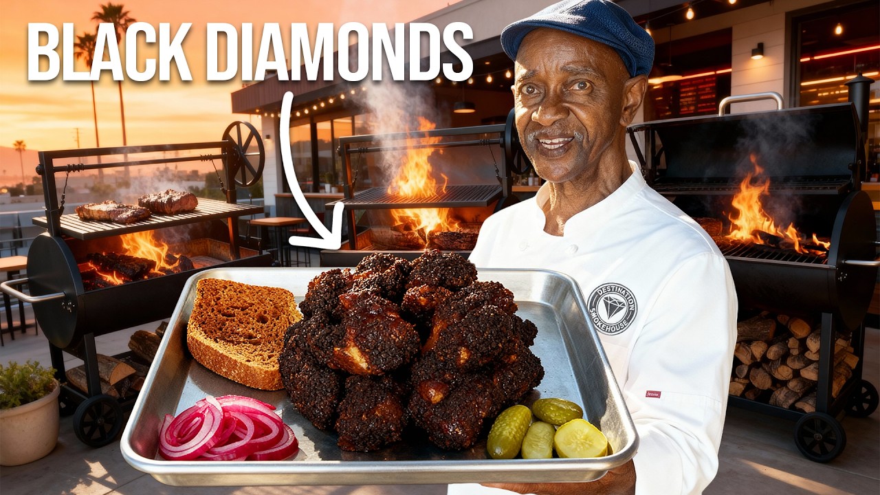 YouTube post by @AntsBBQFilms for Huckberry. Caption reads: People Drive Hours for These BBQ Oxtails in....