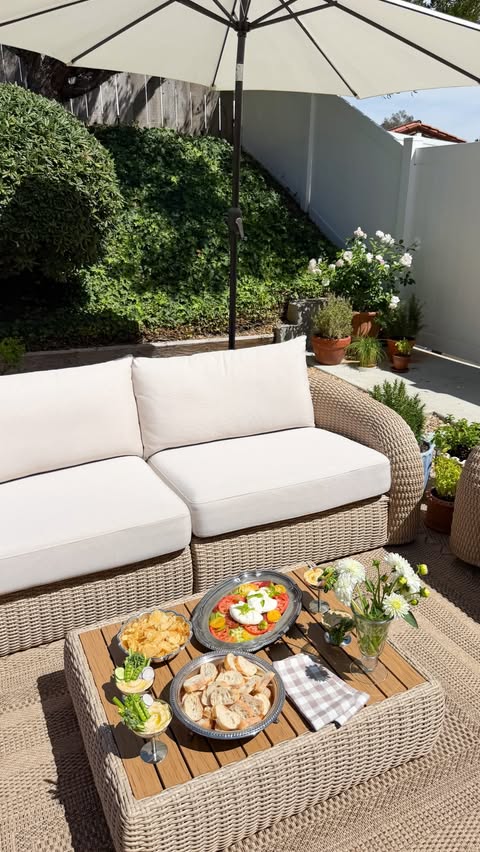 Instagram post by @berryandtheboards for Castlery US. Caption reads: [...] to this beautiful outdoor setup from....