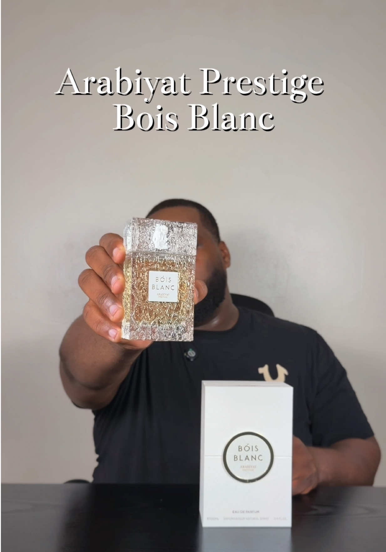 TikTok post by an influencer for Arabiyat Prestige. Caption reads: Arabiyat Prestige Bois Blanc A Nice Take On [...].