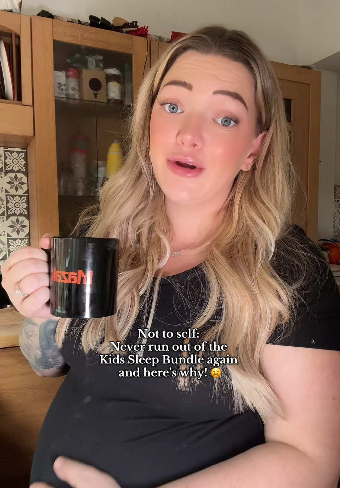 TikTok post by @lifewithljj for Novomins. Caption reads: [...] out!! #kidssleep #mumlife #parenting....