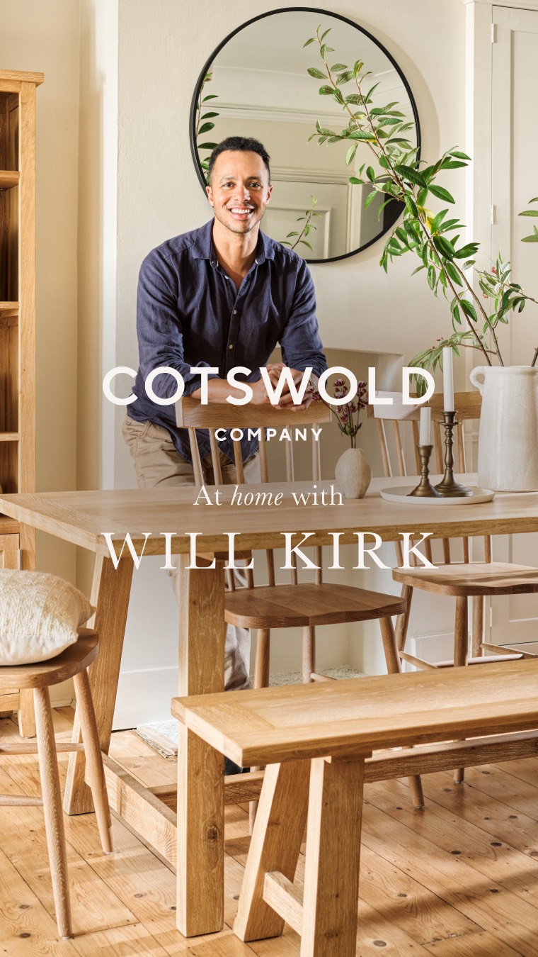 Instagram post by @williamkirkrestoration for The Cotswold Company. Caption reads: Step inside @williamkirkrestoration’s home – a....