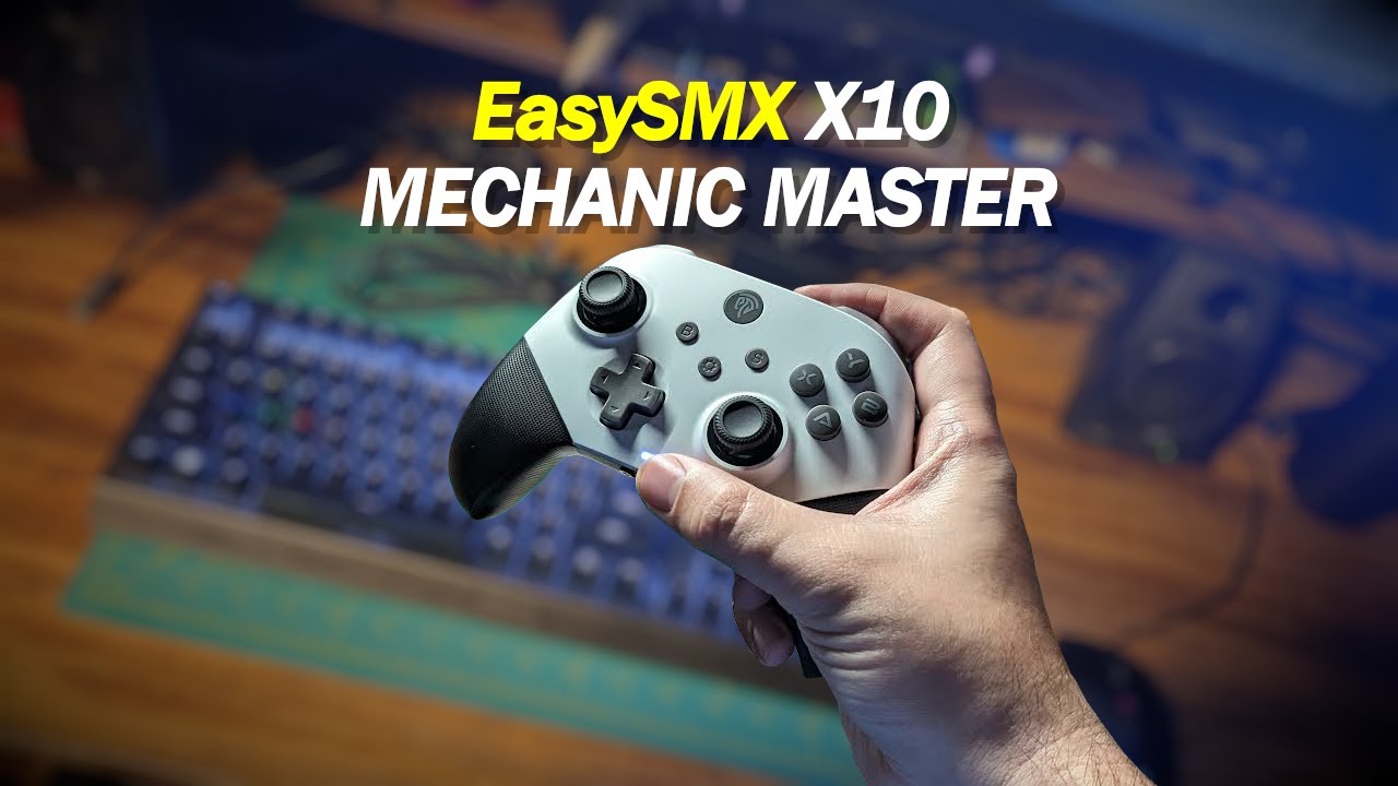 YouTube post by @Tuuvas for EasySMX. Caption reads: $50 Hall-Effect Controller Review | EasySMX X10....