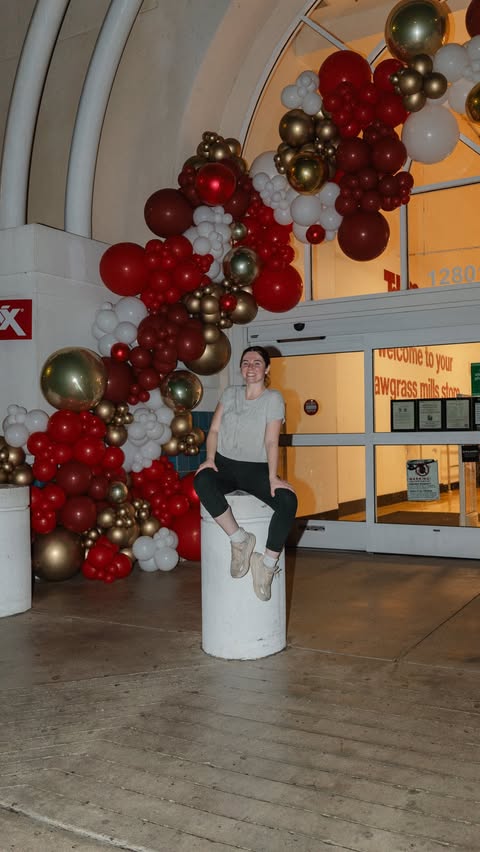 Instagram post by @bre.giglio for TJ Maxx. Caption reads: [...] balloons across 3 stores in Florida for....