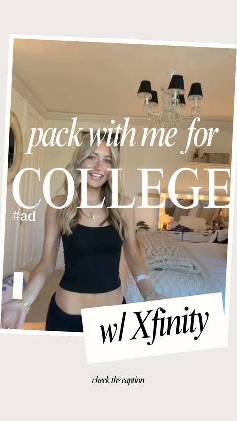 Instagram post by @tesslfoley for Xfinity. Caption reads: #XfinityPartner Moving back to college is getting....