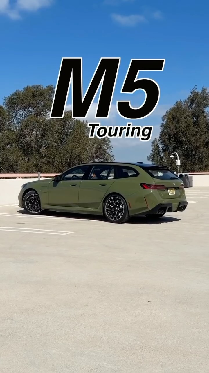 Instagram post by @drakemoschkau for BMW USA. Caption reads: Meet the @bmwusa M5 Touring! #bmw #audi #mercedes....