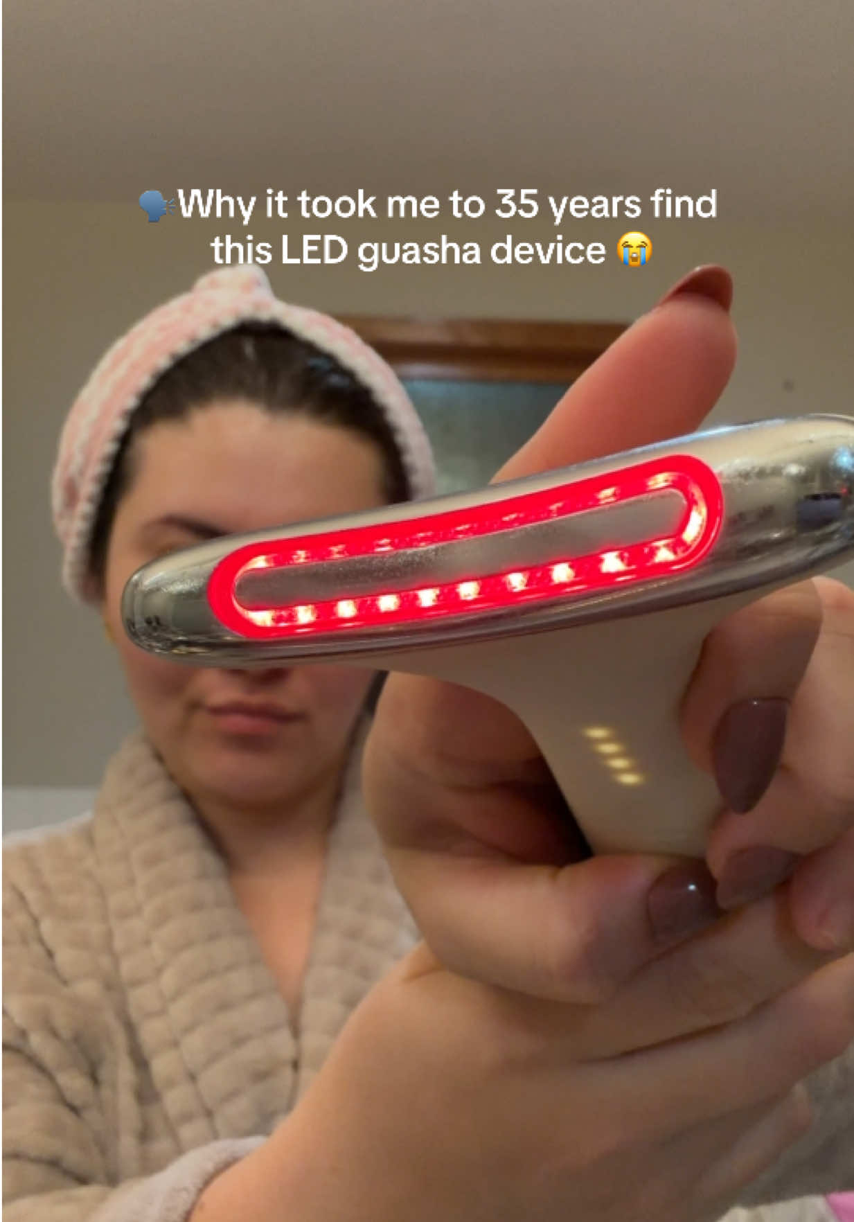 TikTok post by @glowlurex for Revomadic. Caption reads: [...] to find this LED guasha device 😭🙀....