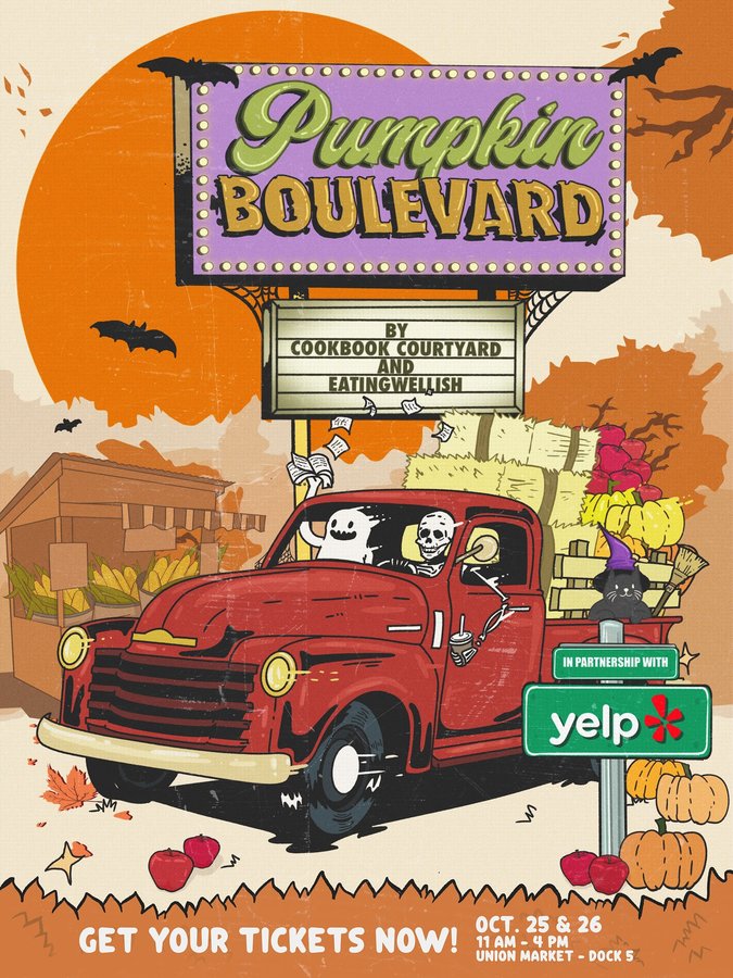 Instagram post by @eatingwellish for Yelp. Caption reads: 🎃🍂 THE ULTIMATE HALLOWEEN FESTIVAL IS HERE....