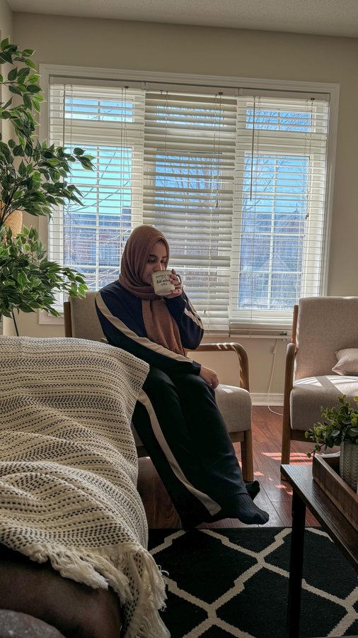 Instagram post by @foodaholic_ayesha for Tazo. Caption reads: Mornings as a toddler mom? Non stop chaos! ☕️....