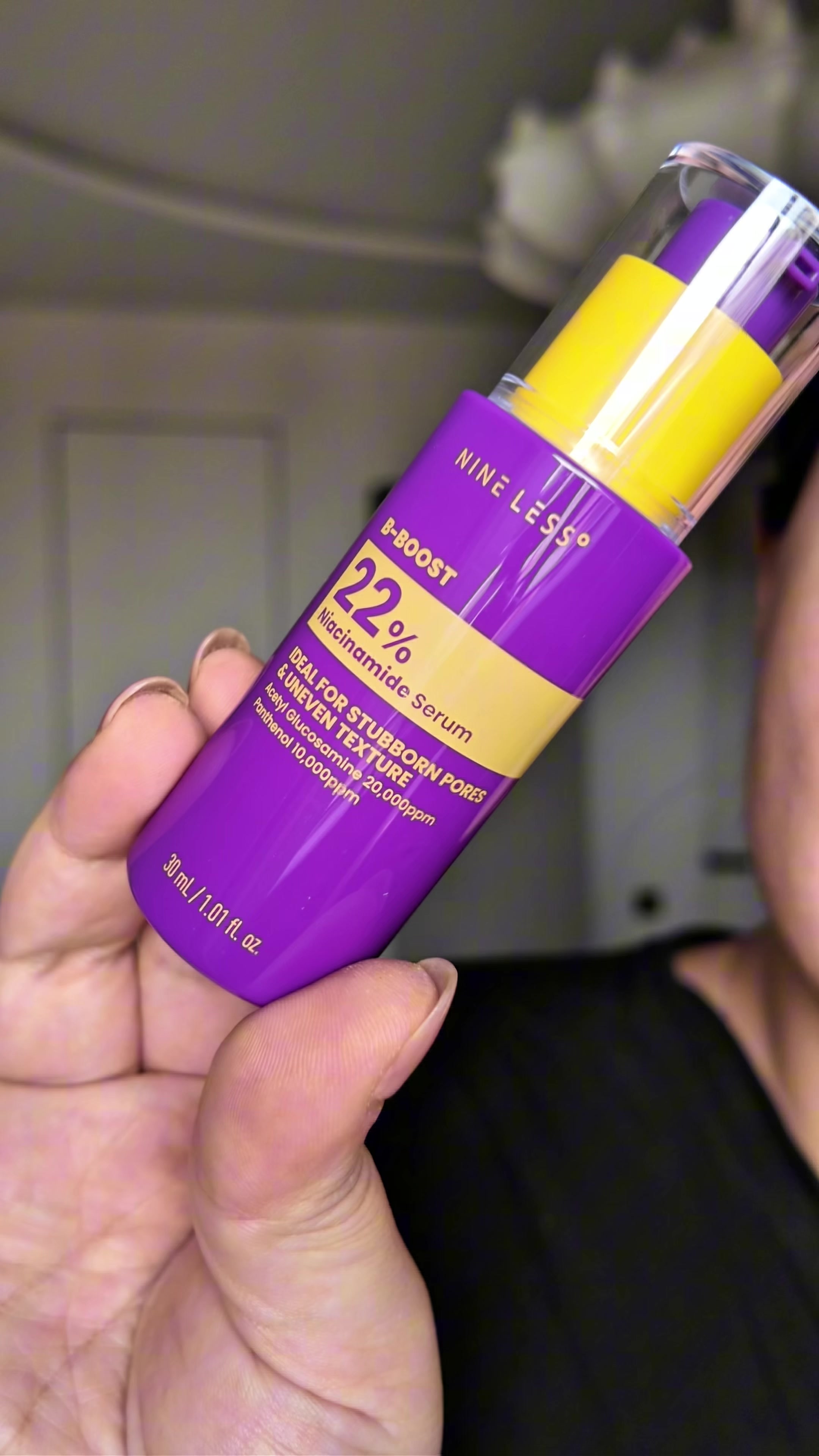 TikTok post by @eleanor102025 for Nineless. Caption reads: [...] #poreminimizer #kbeauty @NINELESS.