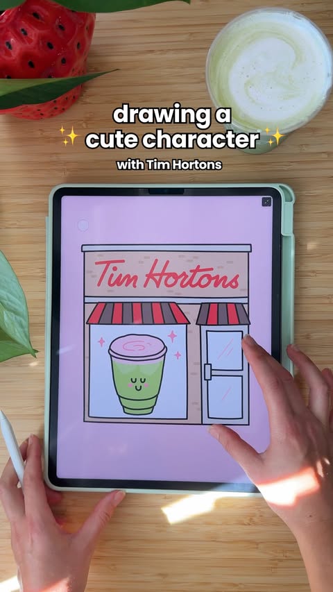 Instagram post by @ashsgreen for Tim Hortons. Caption reads: [...] my illustrated food & drink family:....