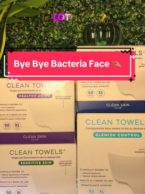 TikTok post by @danarosebud for Clean Skin Club. Caption reads: [...] 🦠 on Your Face drying Towel. Try Clean Skin....