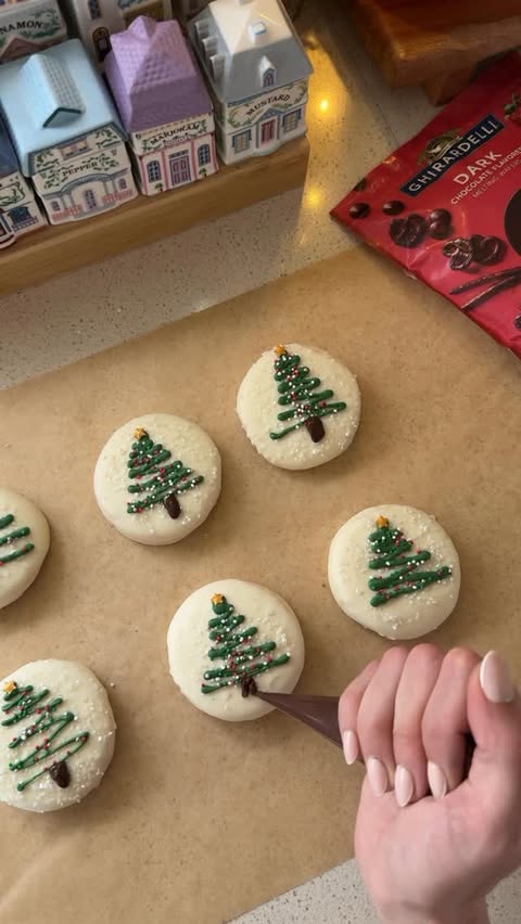 Instagram post by @sheri_wilson_ for Ghirardelli. Caption reads: #ghirardellipartner holiday cookie hack 🍪🎅send....