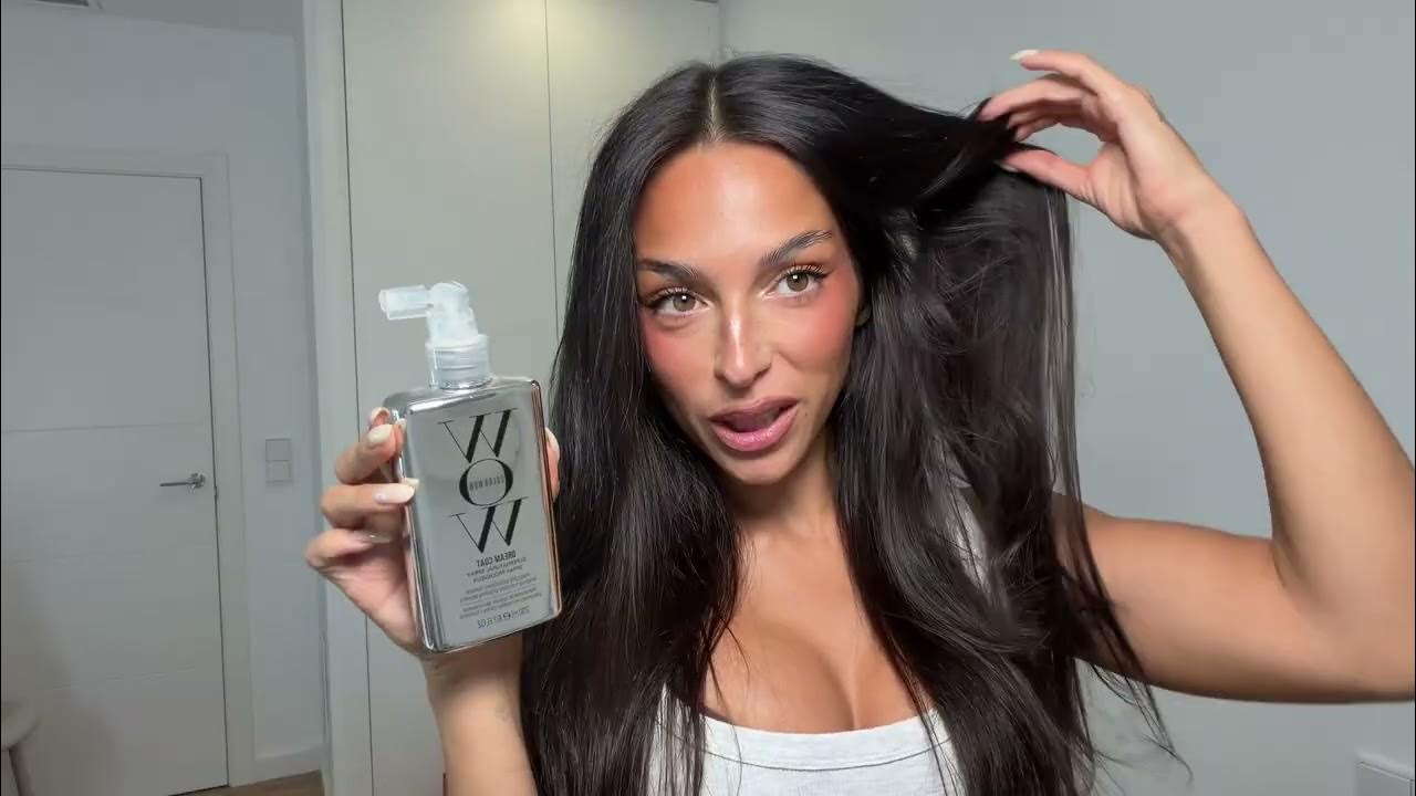 YouTube post by @sarahcatala for Color Wow Hair. Caption reads: [...] to frizz! 🤍 The Dream Coat from....