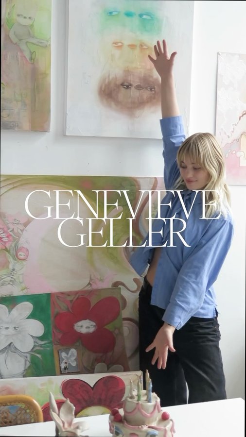 Instagram post by @wilhelmina.newyork for WILHELMINA. Caption reads: Genevieve welcomes us into her art studio and....