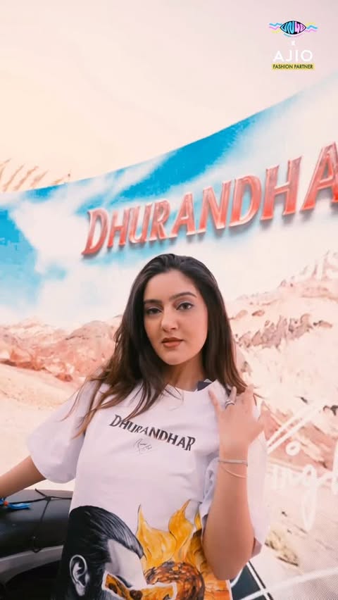 Instagram post by @shravyajamwal for AJIO. Caption reads: Main stage energy! 🎧✨🧨 with @ajiolife @un40fam....