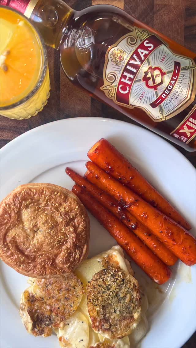 Instagram post by @tomjustcooks for Chivas Regal. Caption reads: I’ve teamed up with @chivasregal and @willys_pies....