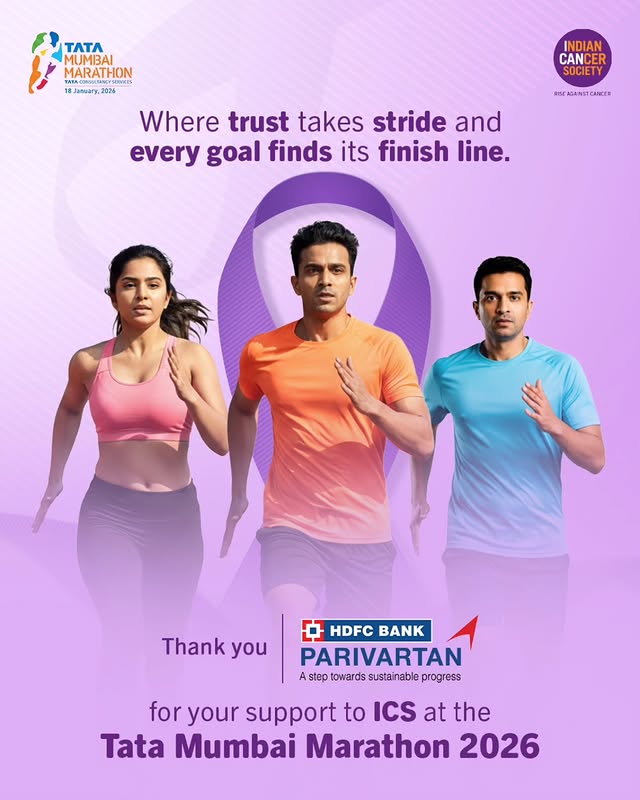 Instagram post by @indiancancersociety for HDFC Bank. Caption reads: [...] worth a million smiles. Thank you, HDFC Bank....