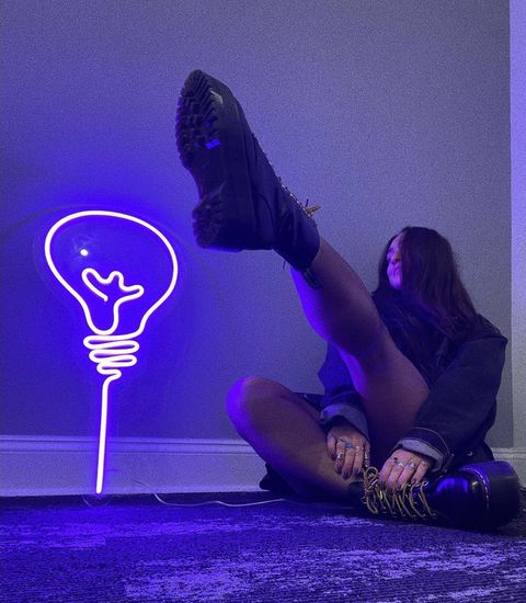 Instagram post by @laynabayna for Los Angeles Apparel. Caption reads: at least i’ve got a chance to look at you eye to....