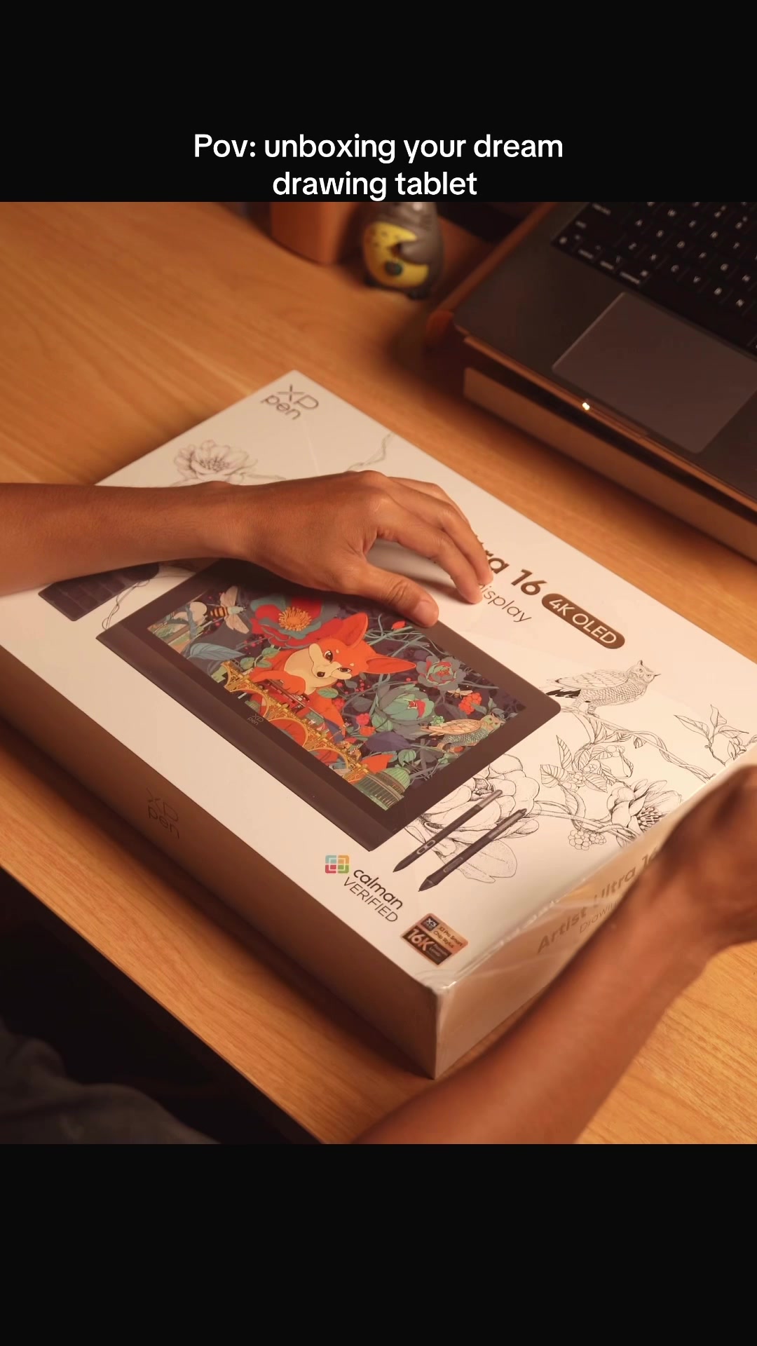TikTok post by @joshart02 for XPPen. Caption reads: Unboxing my dream tablet 🫶  Thank you @XPPen....