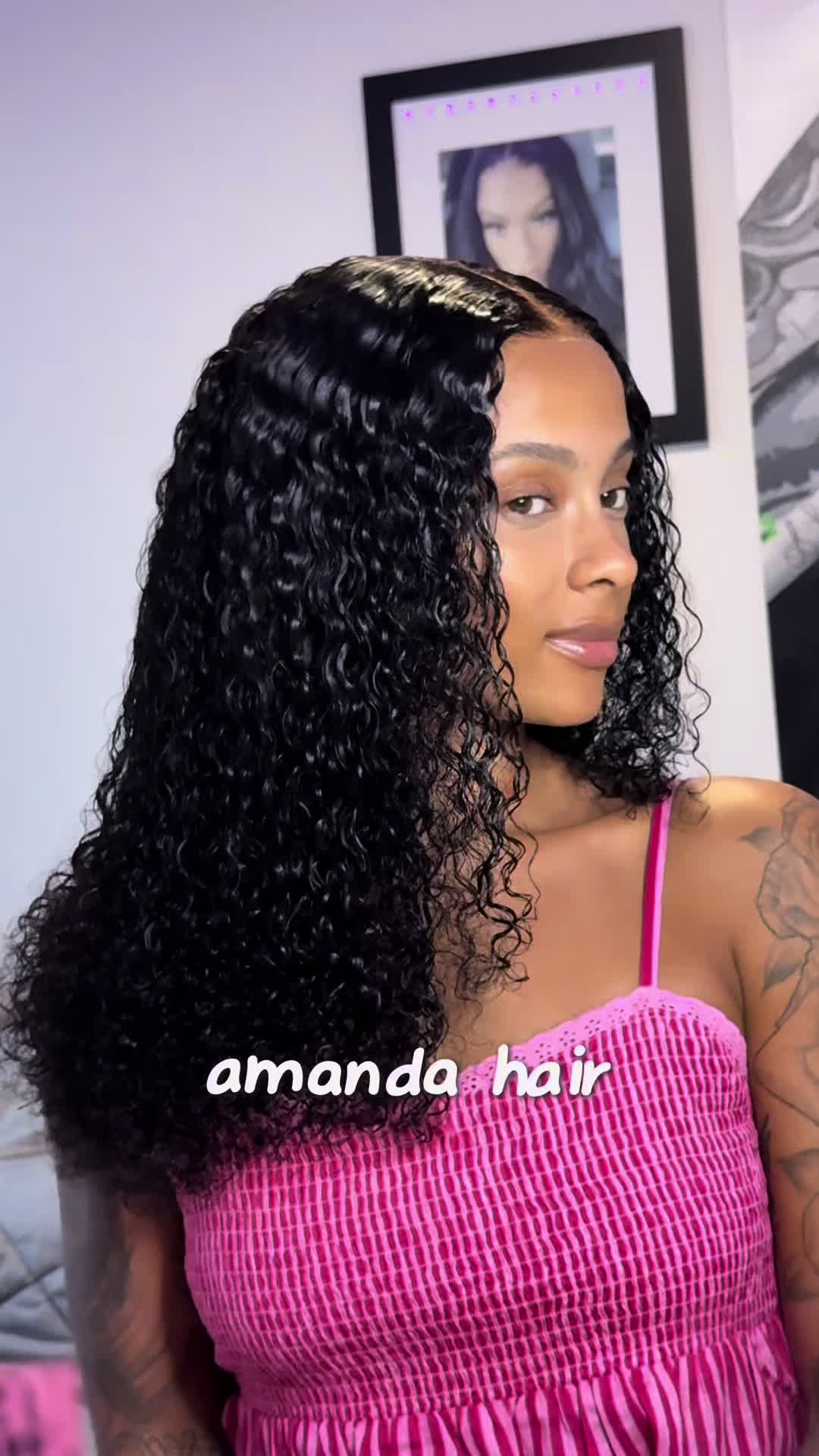 TikTok post by @parissky_ for Amanda Hair. Caption reads: @Amanda Hair Store #amandahair #amandawig #amanda....
