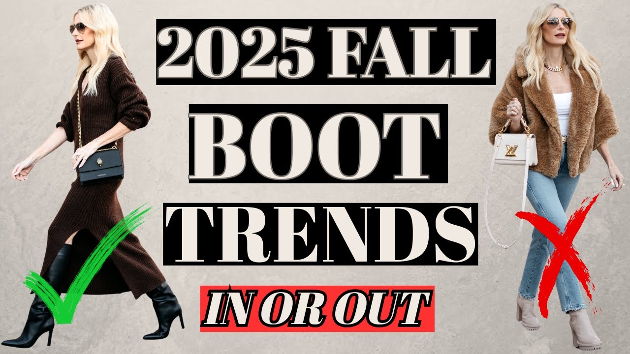 YouTube post by @HeatherAndersonFashionOver40 for 7or9. Caption reads: 5 2025 Fall Boot Trends That Are OUT + 7 Must Have....