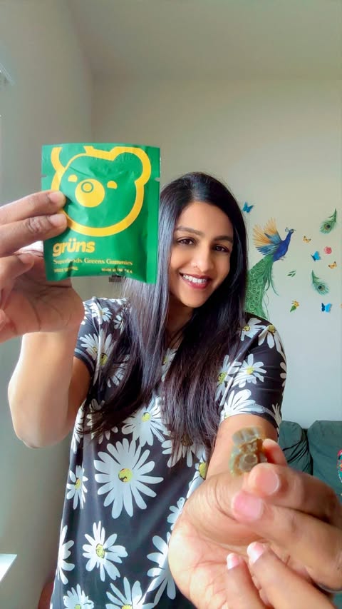 Instagram post by @cherekeerthana for Grüns. Caption reads: [...] @grunsdaily , a vitamin game changer.. Grüns....