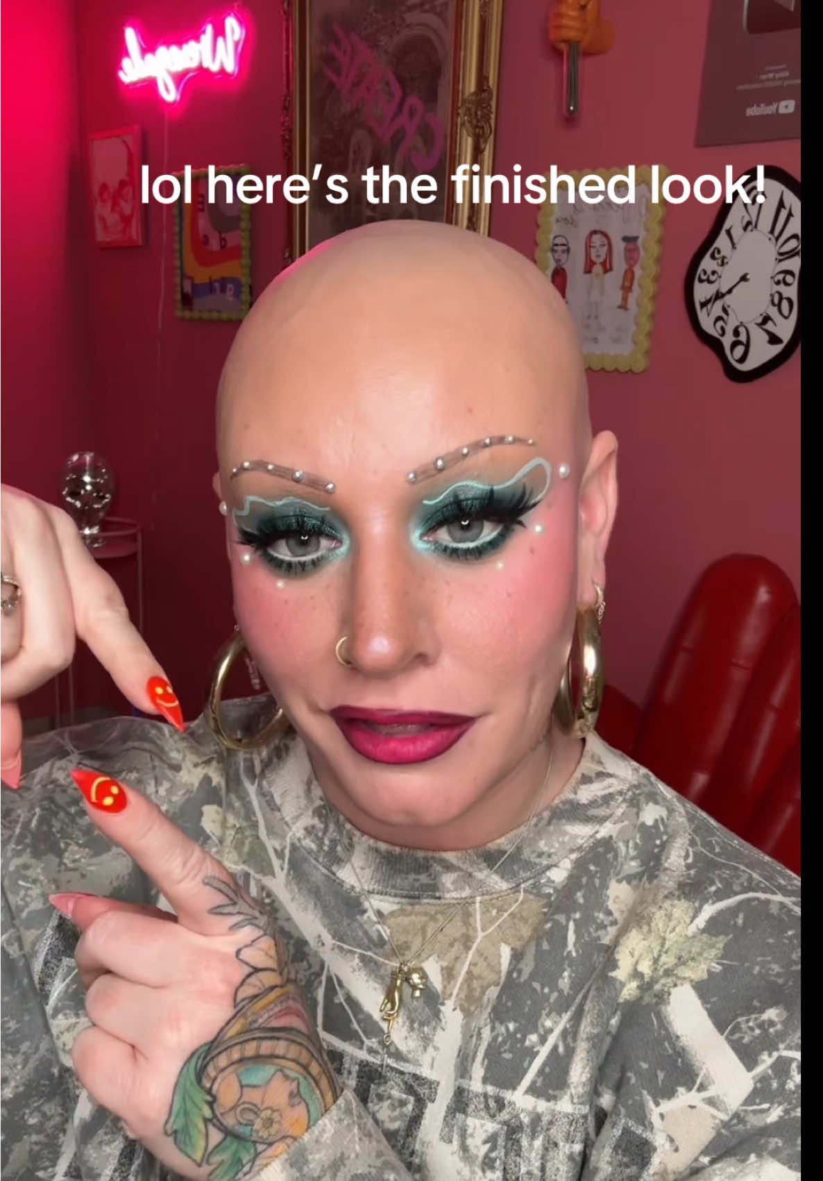 TikTok post by @abbywrenartistry for GETSTONNED. Caption reads: STUDDED brows! ✨ feat @GetStonned my faveeee....